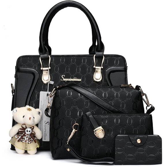 Complete 4-Piece Women's Handbag Set - Chic Faux Leather for Every Occasion - Picture 1 of 7